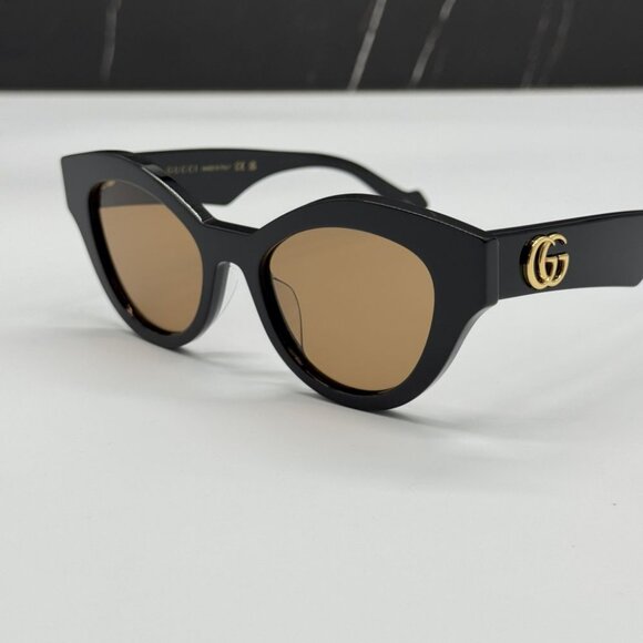 NEW GUCCI SUNGLASSES GG0957S 003 WOMEN BLACK ROUND EYEWEAR - Picture 7 of 12